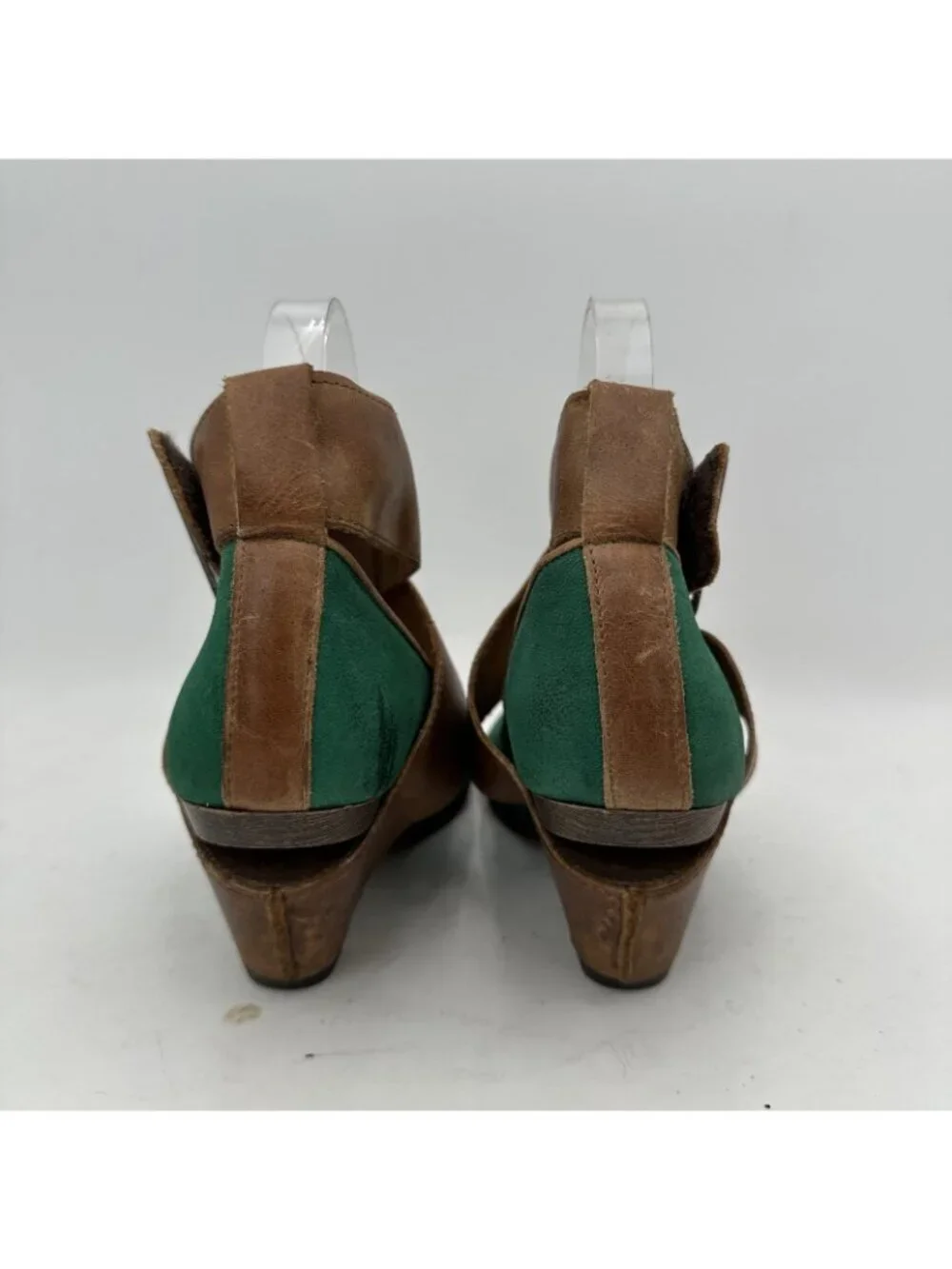 Fly London Women Size EU 37 US 7 Black Brown Green Leather Buckle Heel Shoes